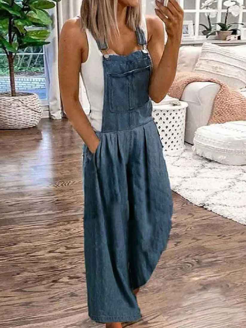 Casual  Fashion Loose Denim Jumpsuit