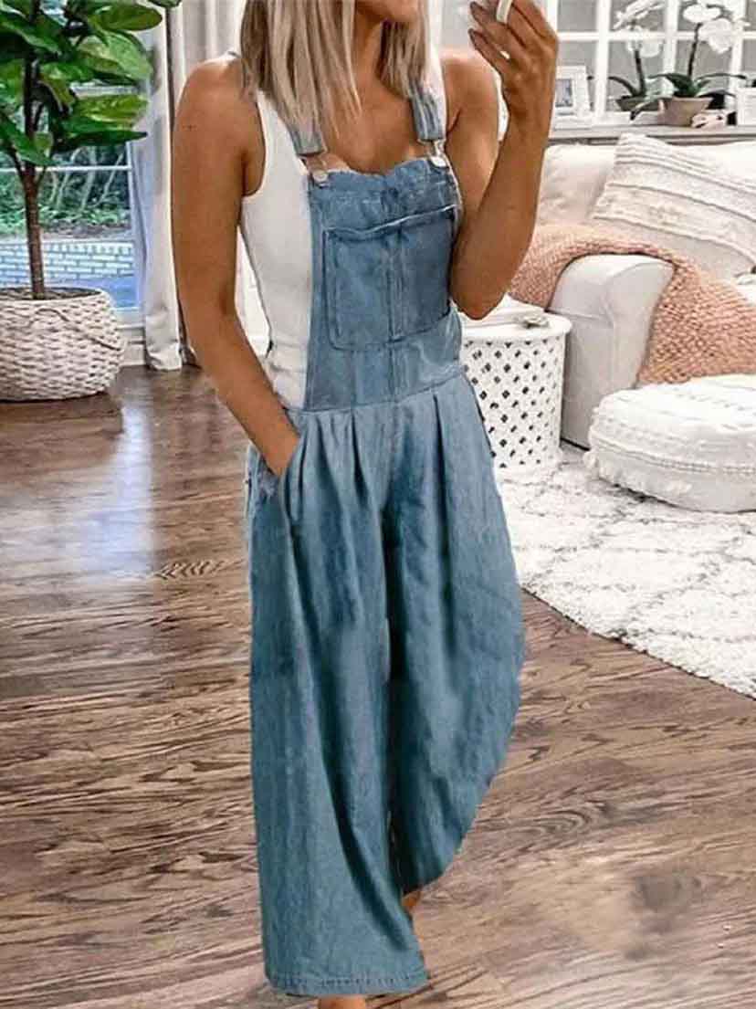 Lunimesd Casual  Fashion Loose Denim Jumpsuit