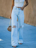 Loose Ripped Light-Colored Jeans