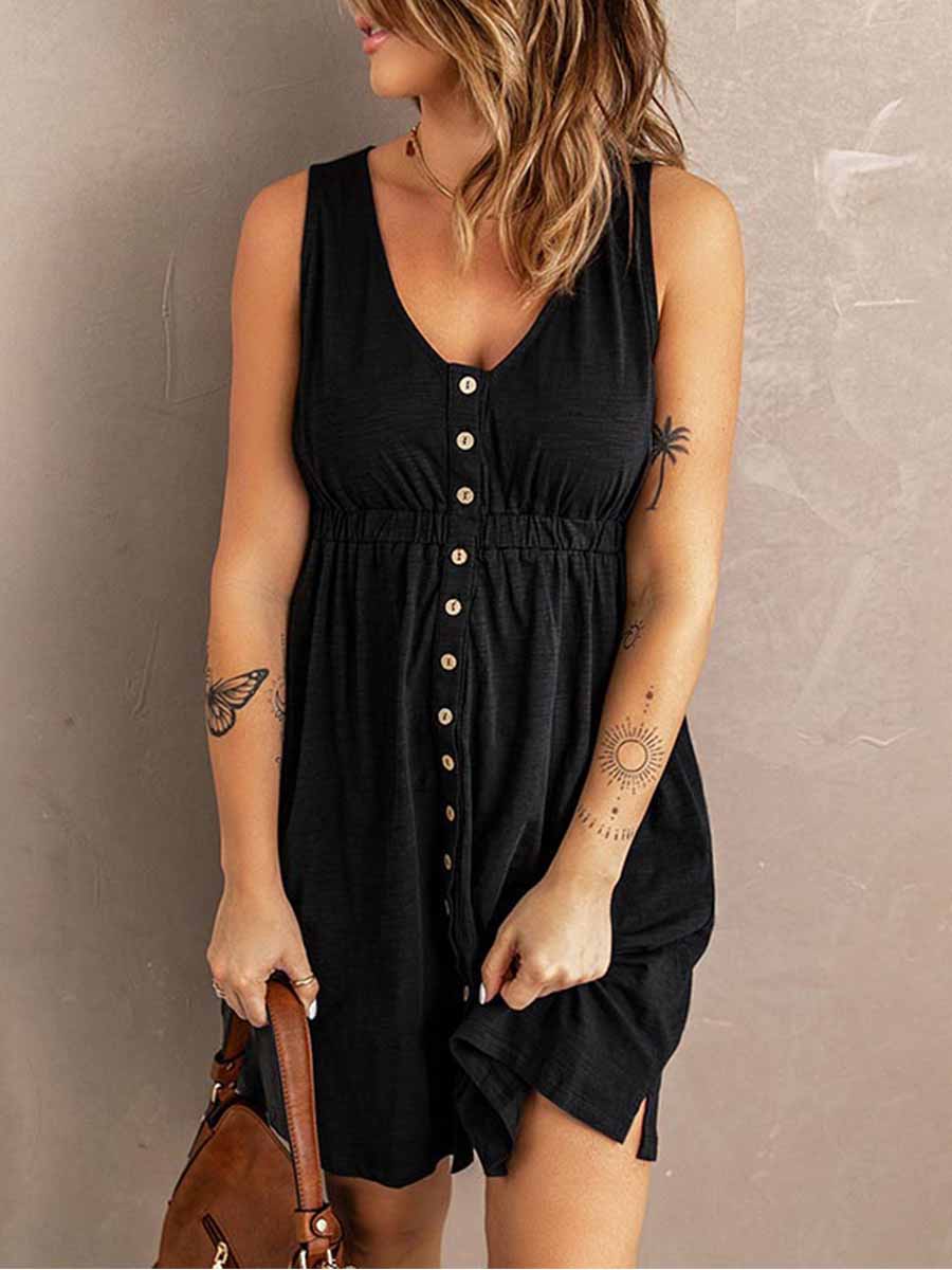 Lunimesd Casual Buttons Vest Dress(9 Colors)