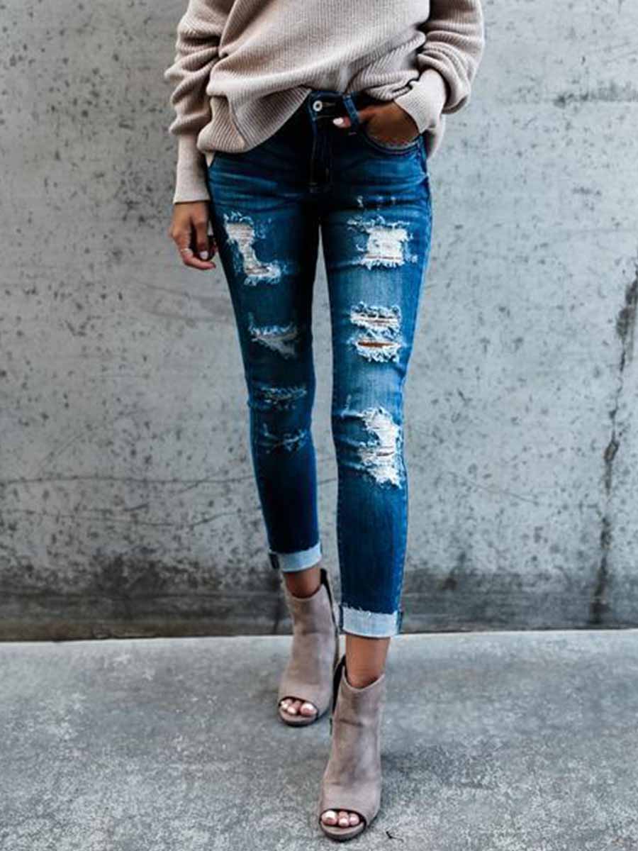Lunimesd Stretch Slim Ripped Jeans