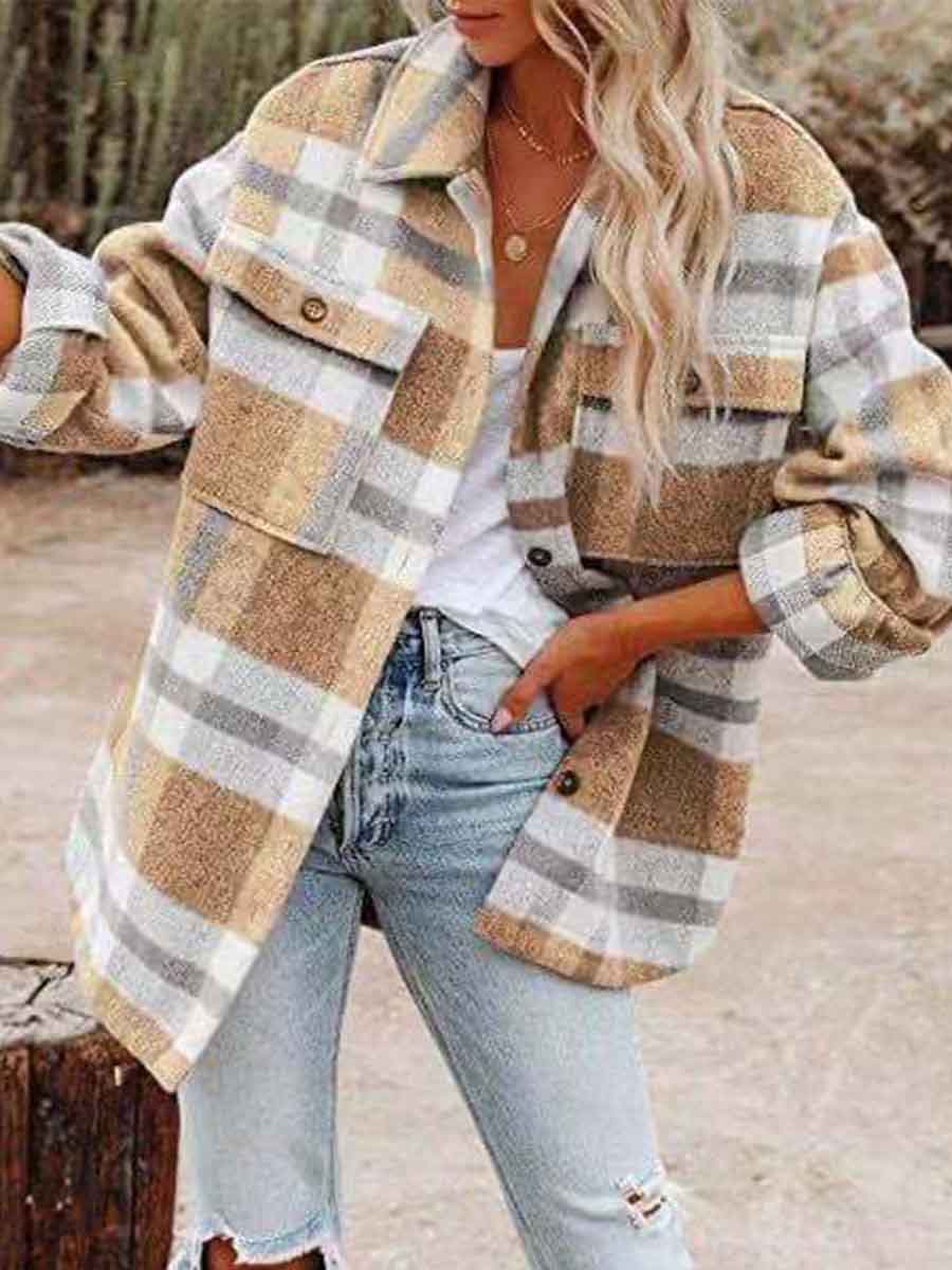 Lunimesd Loose Plaid Shirt Coat
