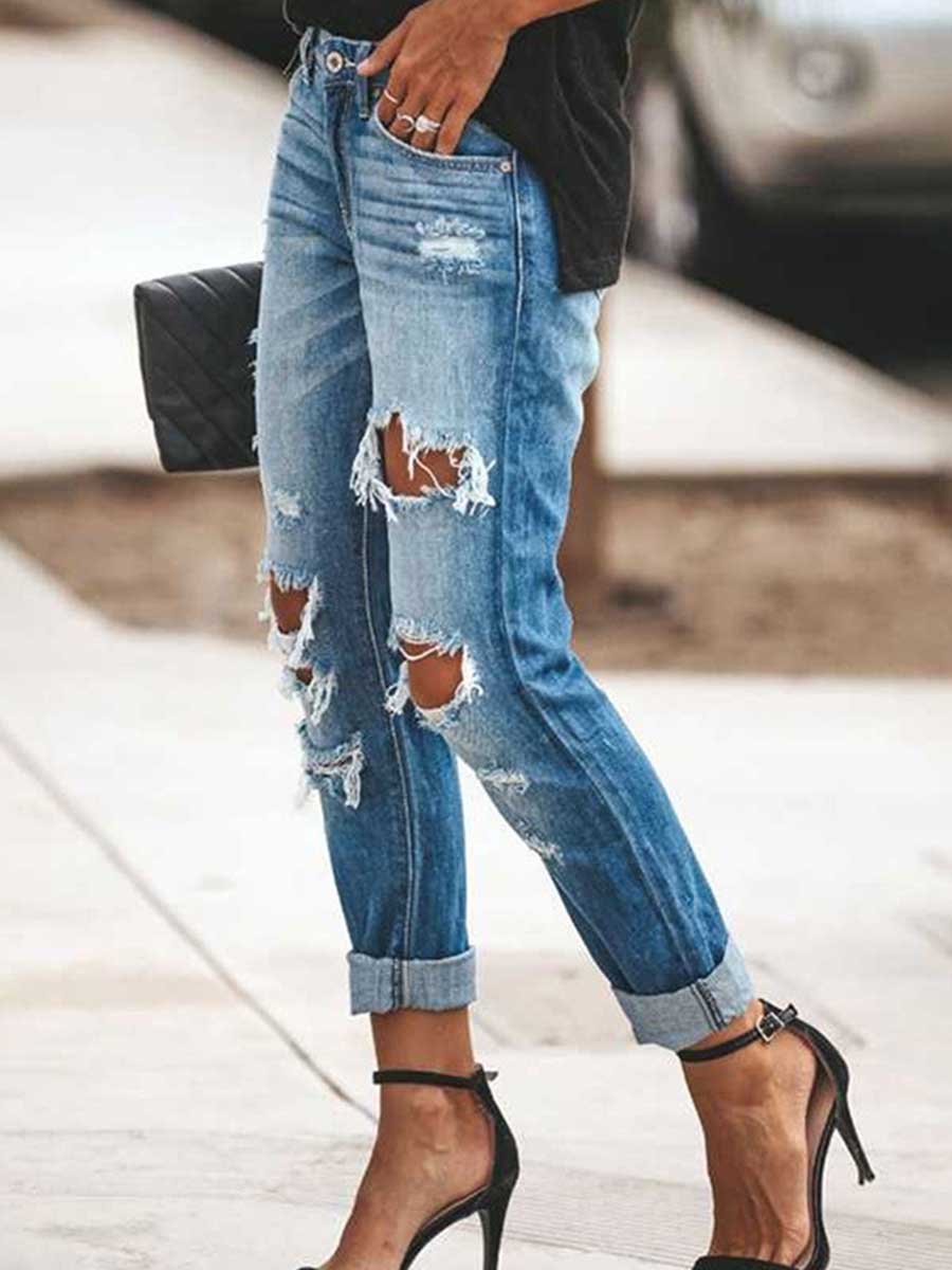 Lunimesd Sexy Ripped Jean Pants
