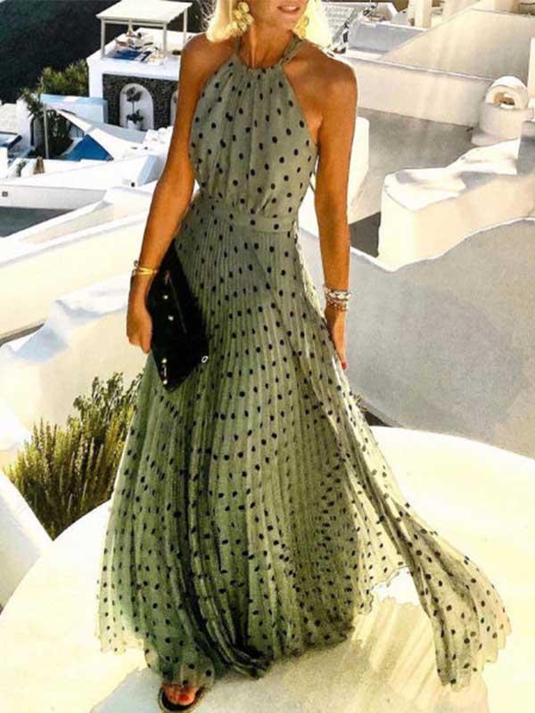 Lunimesd Polka Dot Pleated Dress