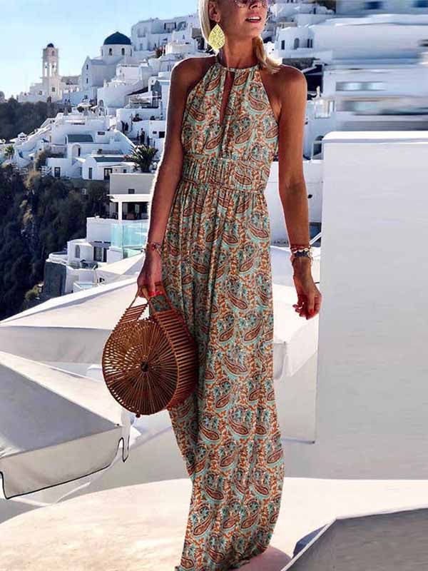 Lunimesd Sexy Printed Maxi Dress