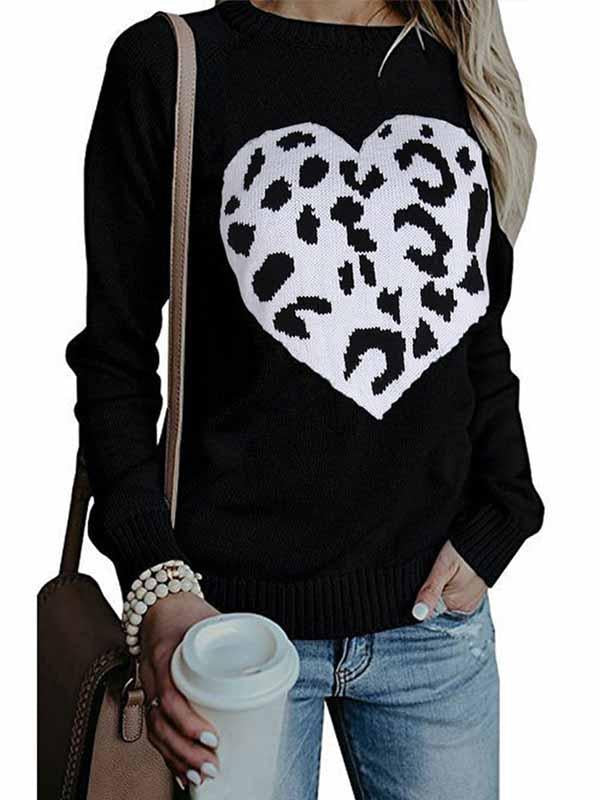 Lunimesd Love Shaped Leopard Sweater