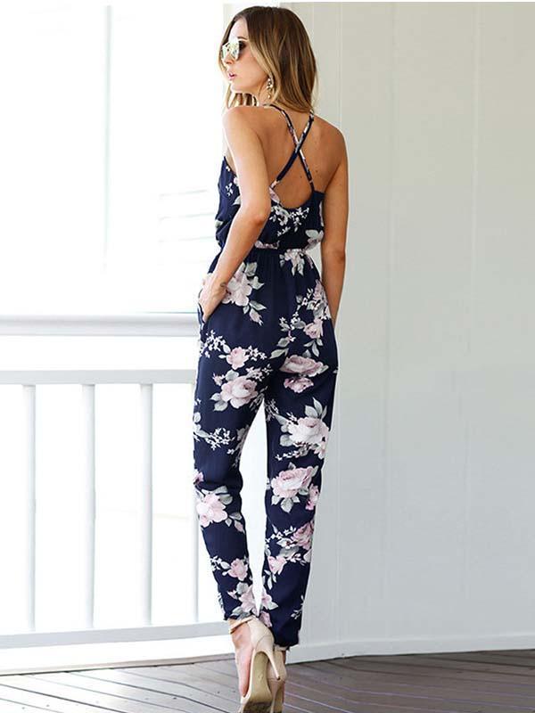 Lunimesd V Neck Sling Jumpsuit