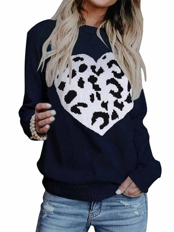 Lunimesd Love Shaped Leopard Sweater