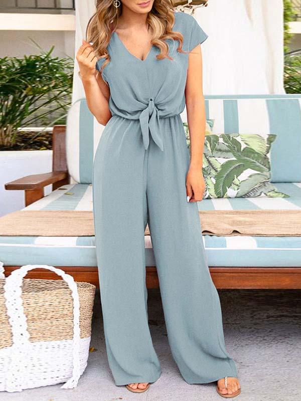 Lunimesd V Neck Loose Jumpsuit