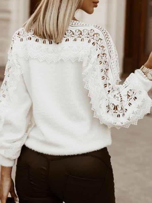 Lunimesd Round Neck Cutout Sweater
