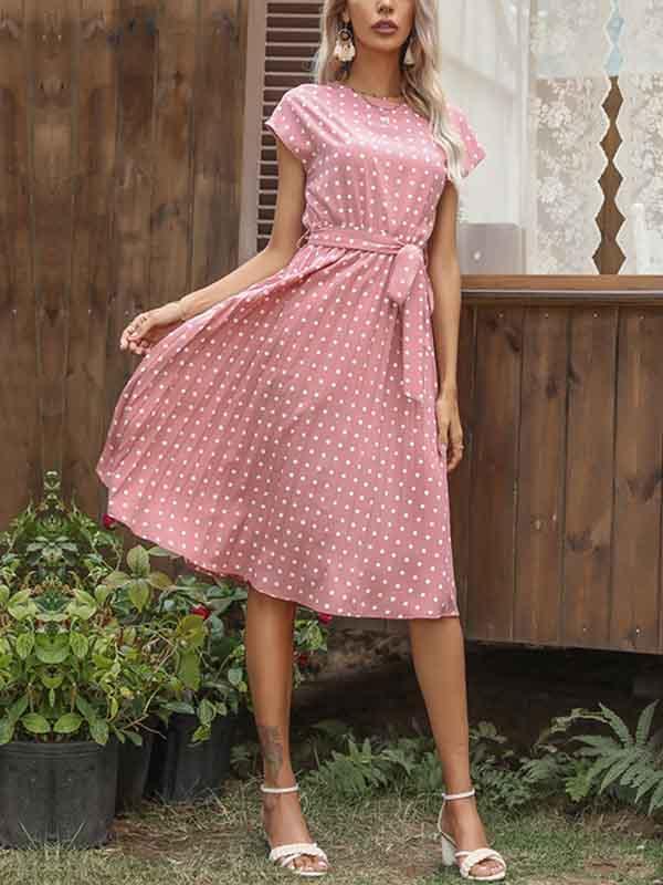 Lunimesd Polka Dot Pleated Dress