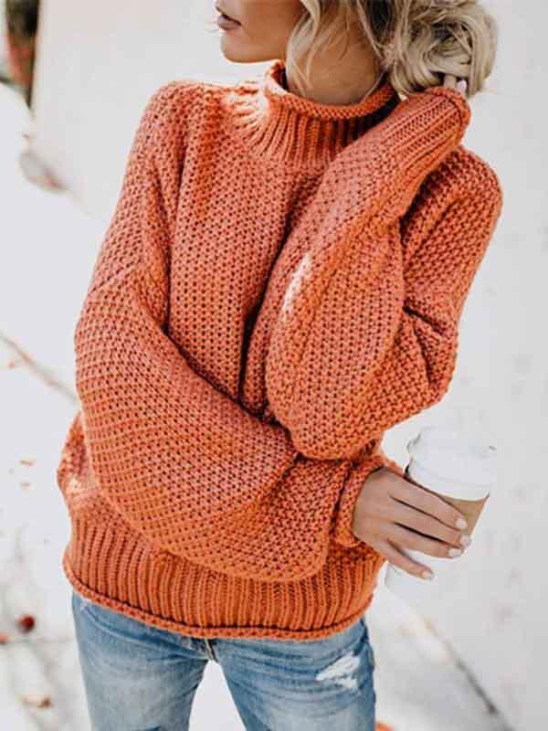 Lunimesd  High Neck Solid Color Sweater
