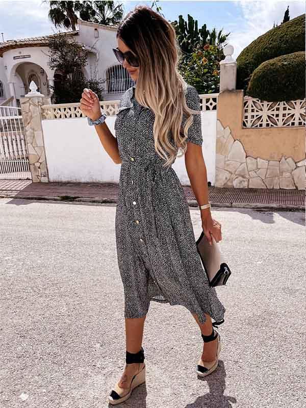 Lunimesd Printed Button Dress