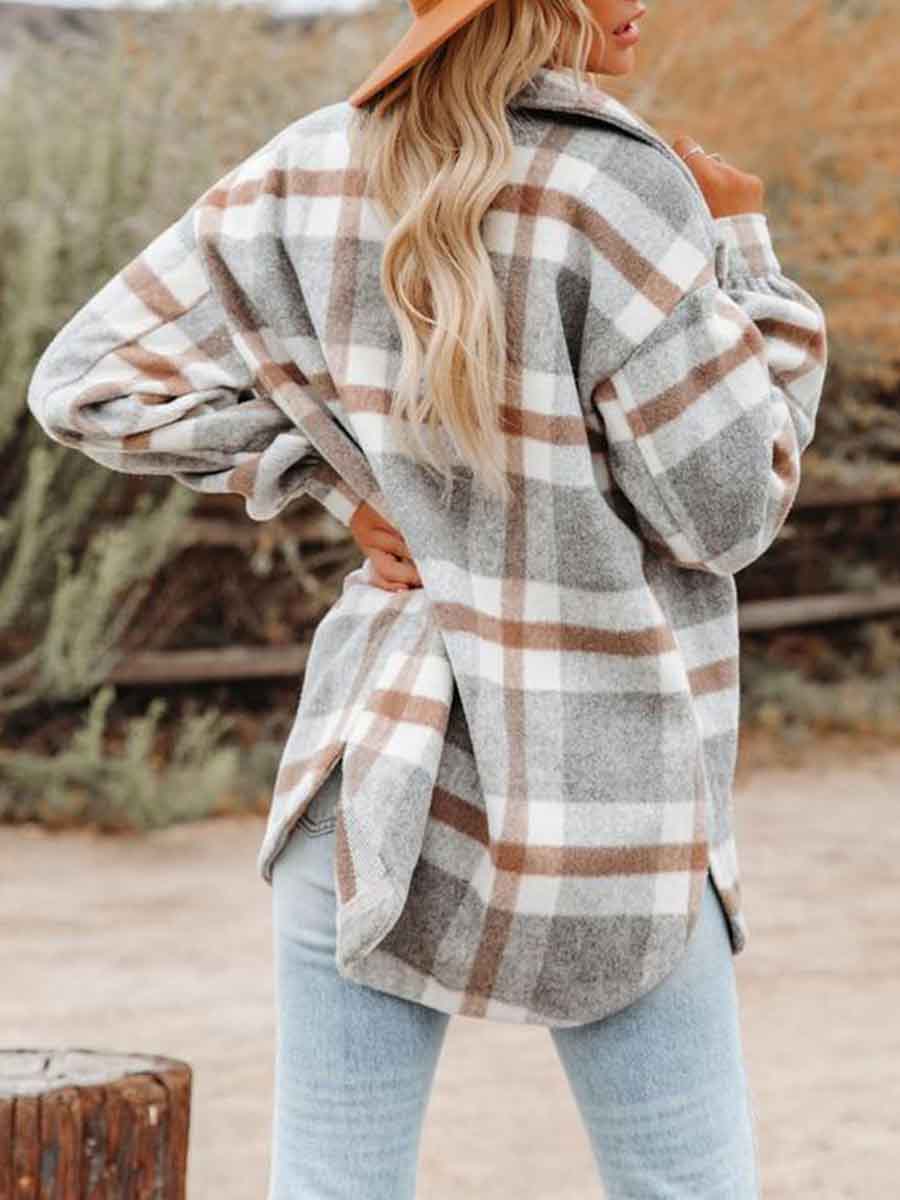 Lunimesd Loose Plaid Shirt Coat
