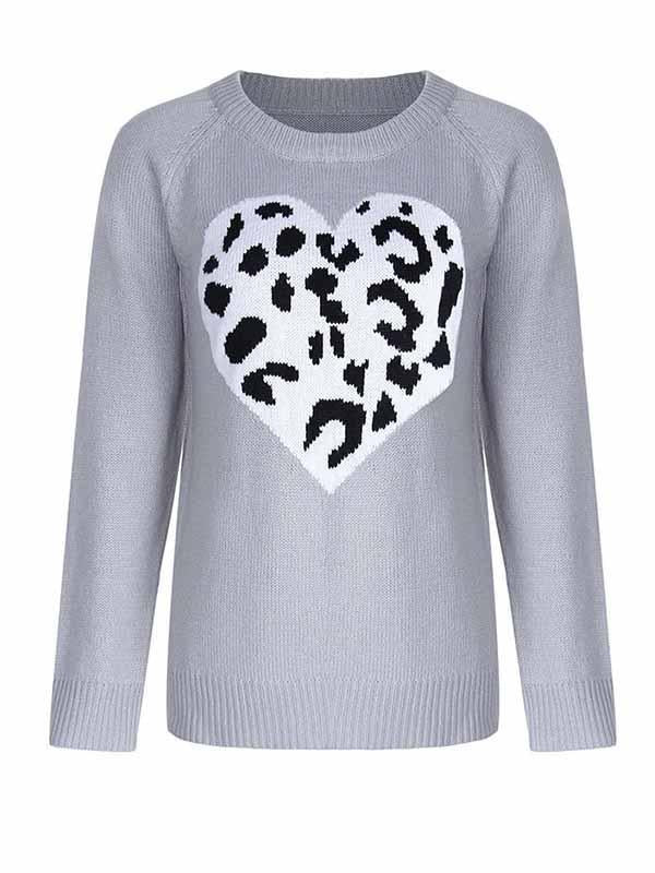 Lunimesd Love Shaped Leopard Sweater
