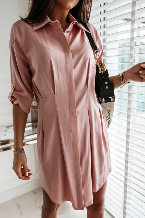 Lunimesd Solid Color Shirt Collar Mini Dreess