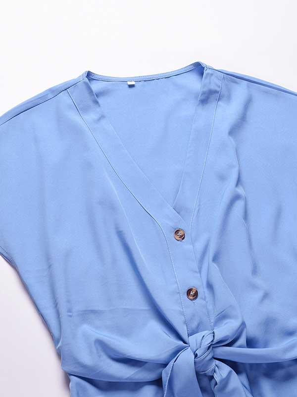 Lunimesd Button V-Neck Strap Dress