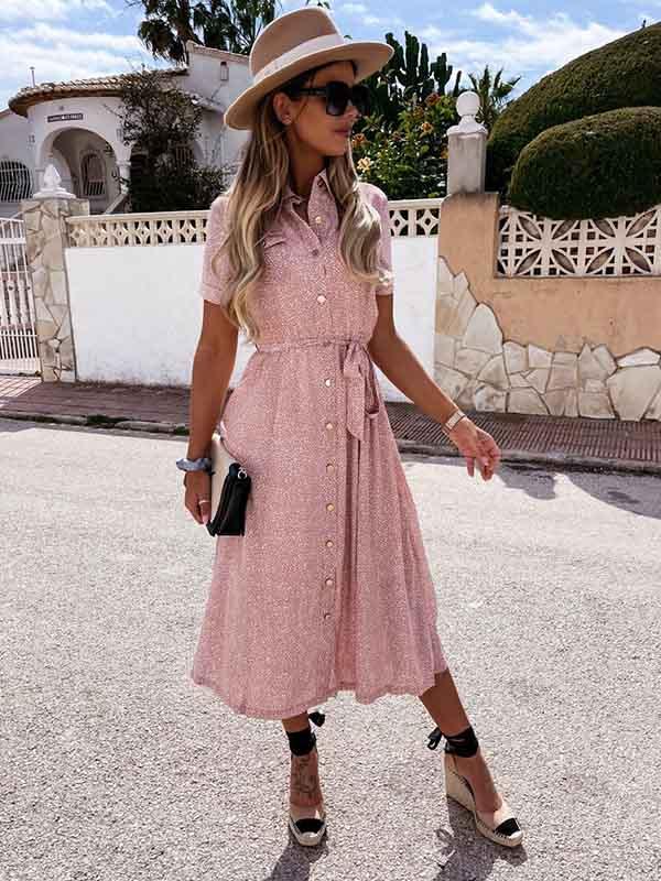 Lunimesd Printed Button Dress