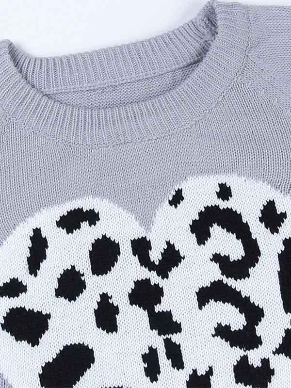 Lunimesd Love Shaped Leopard Sweater