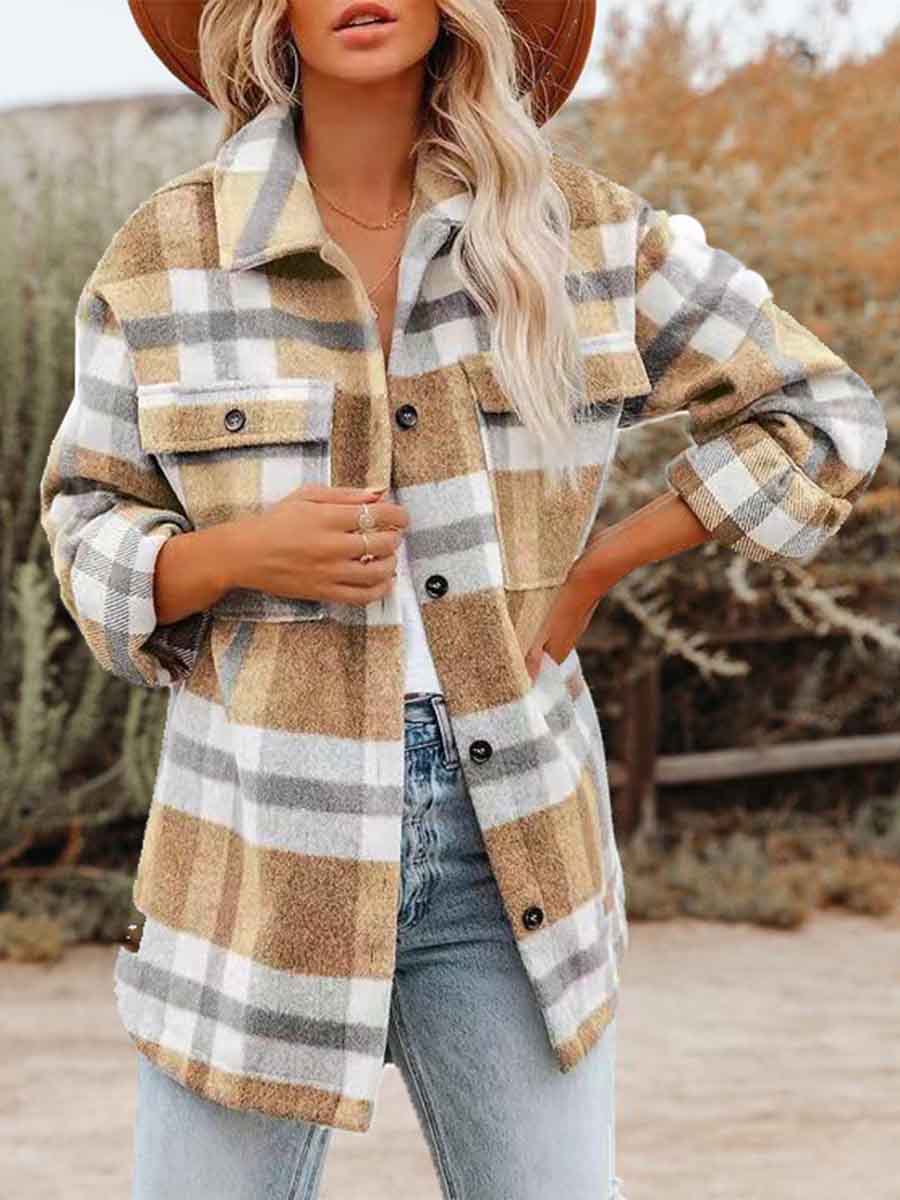Lunimesd Loose Plaid Shirt Coat