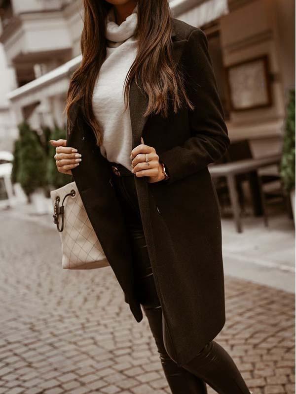 Lunimesd Breasted Lapel Collar Coat