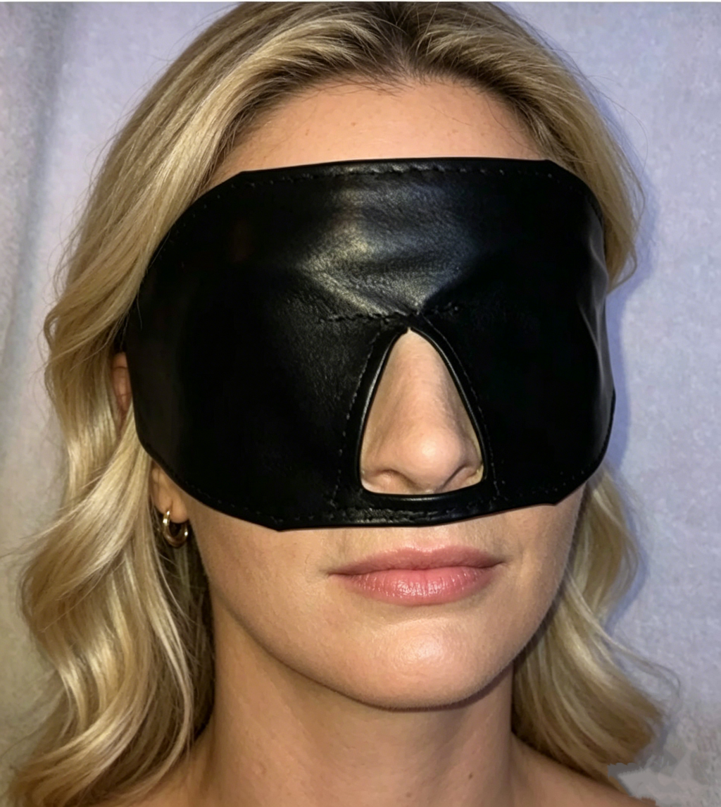 Black Leather Nose Cutout Eye Mask 211