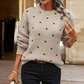Knitted Sweater with Polka Dot Design