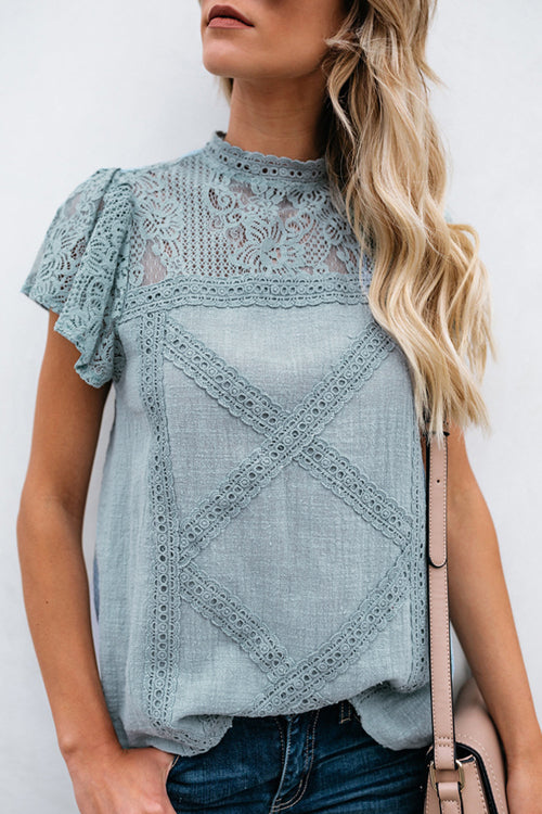 Lunimesd Not So Secret Lace Overlay Ruffle Top - 3 Colors