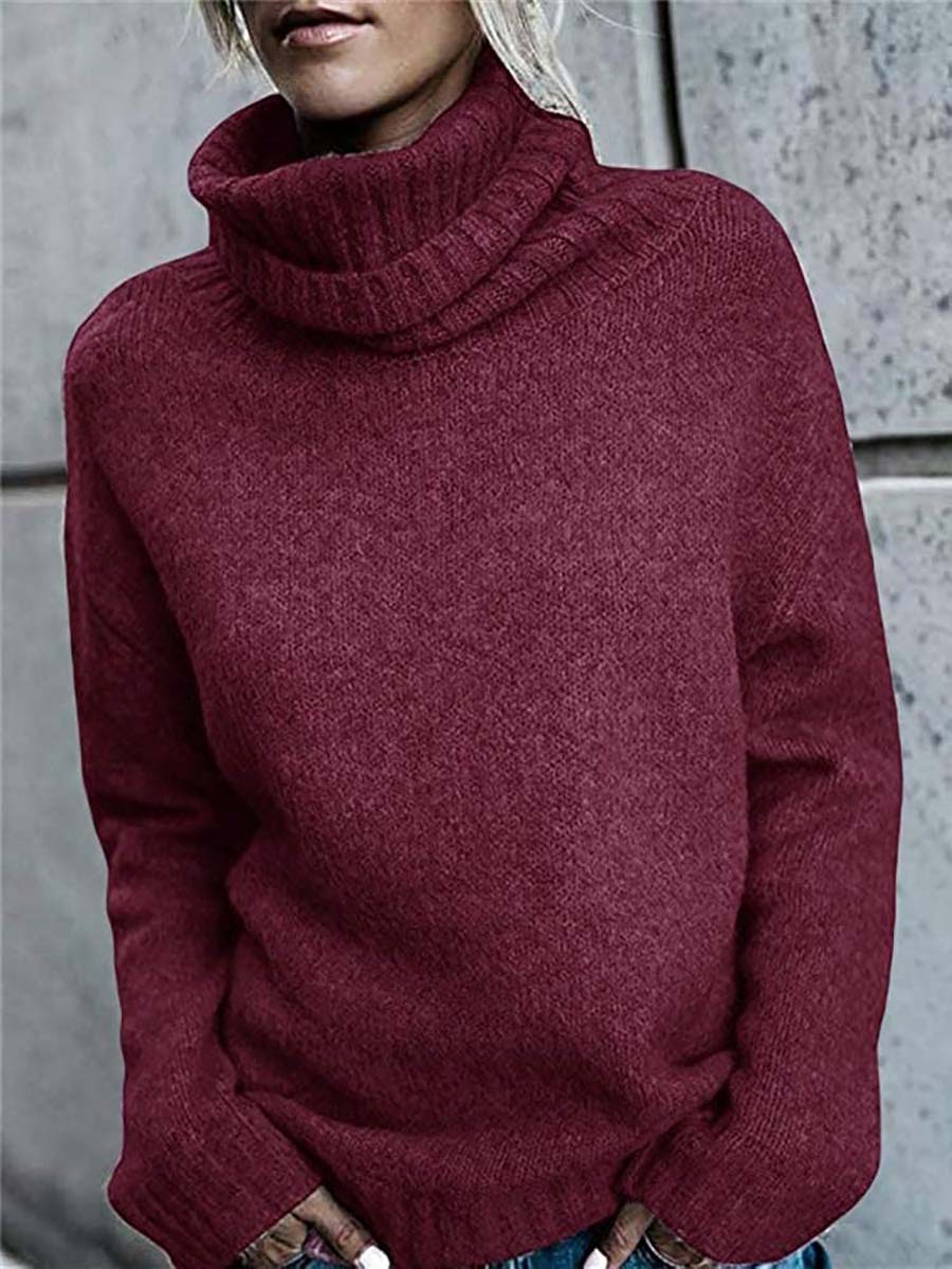 Lunimesd Solid Color Turtleneck Long Sleeve Sweater(6 colors)