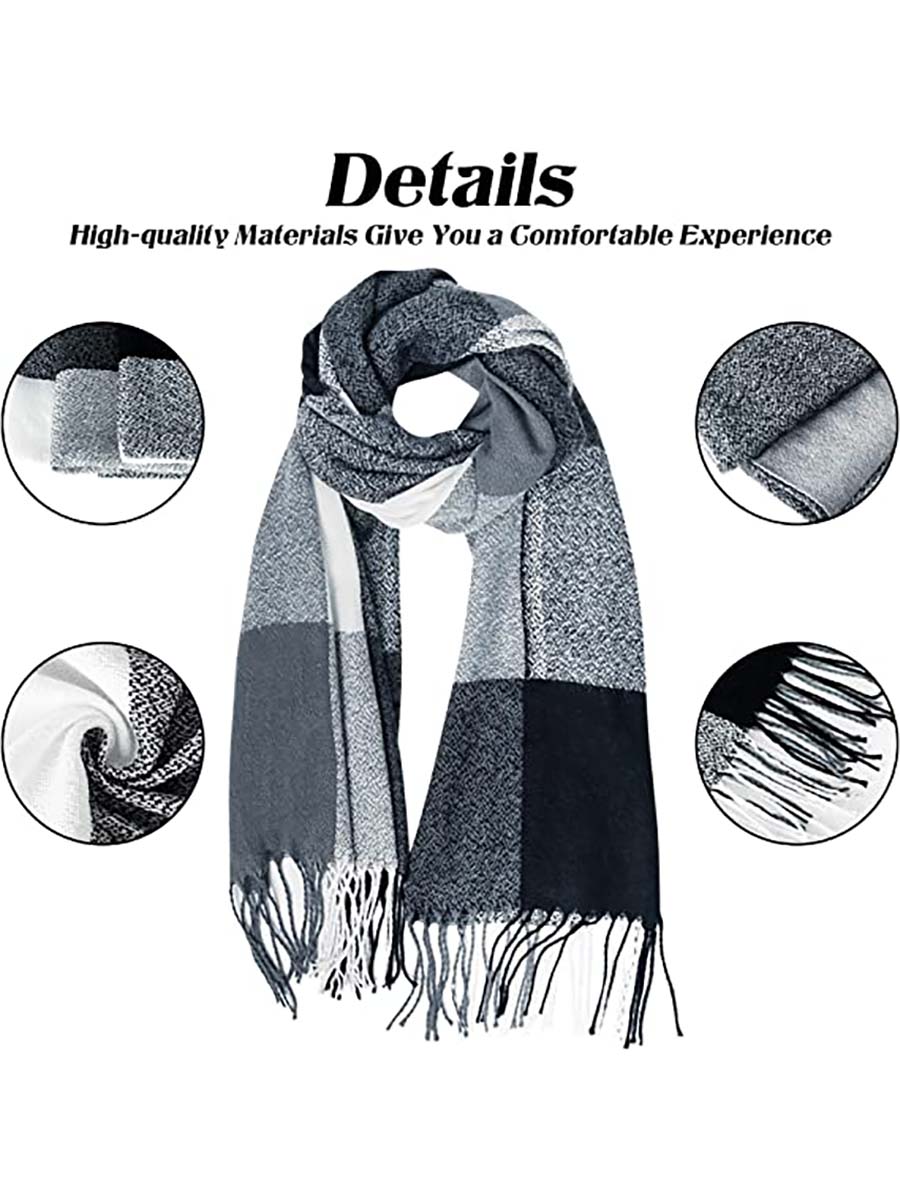Lunimesd Warm Plaid Tassel Scarf