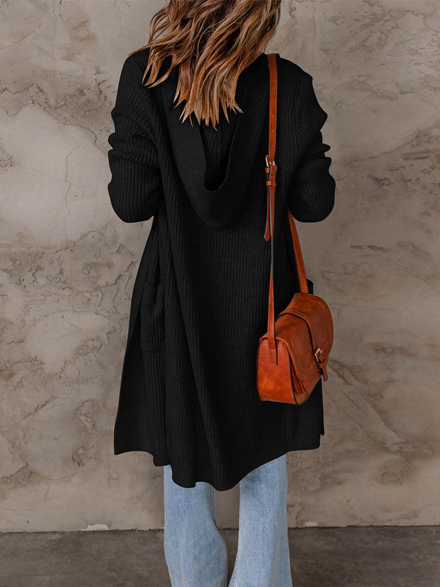 Lunimesd Solid Color Hooded Sweater Jacket