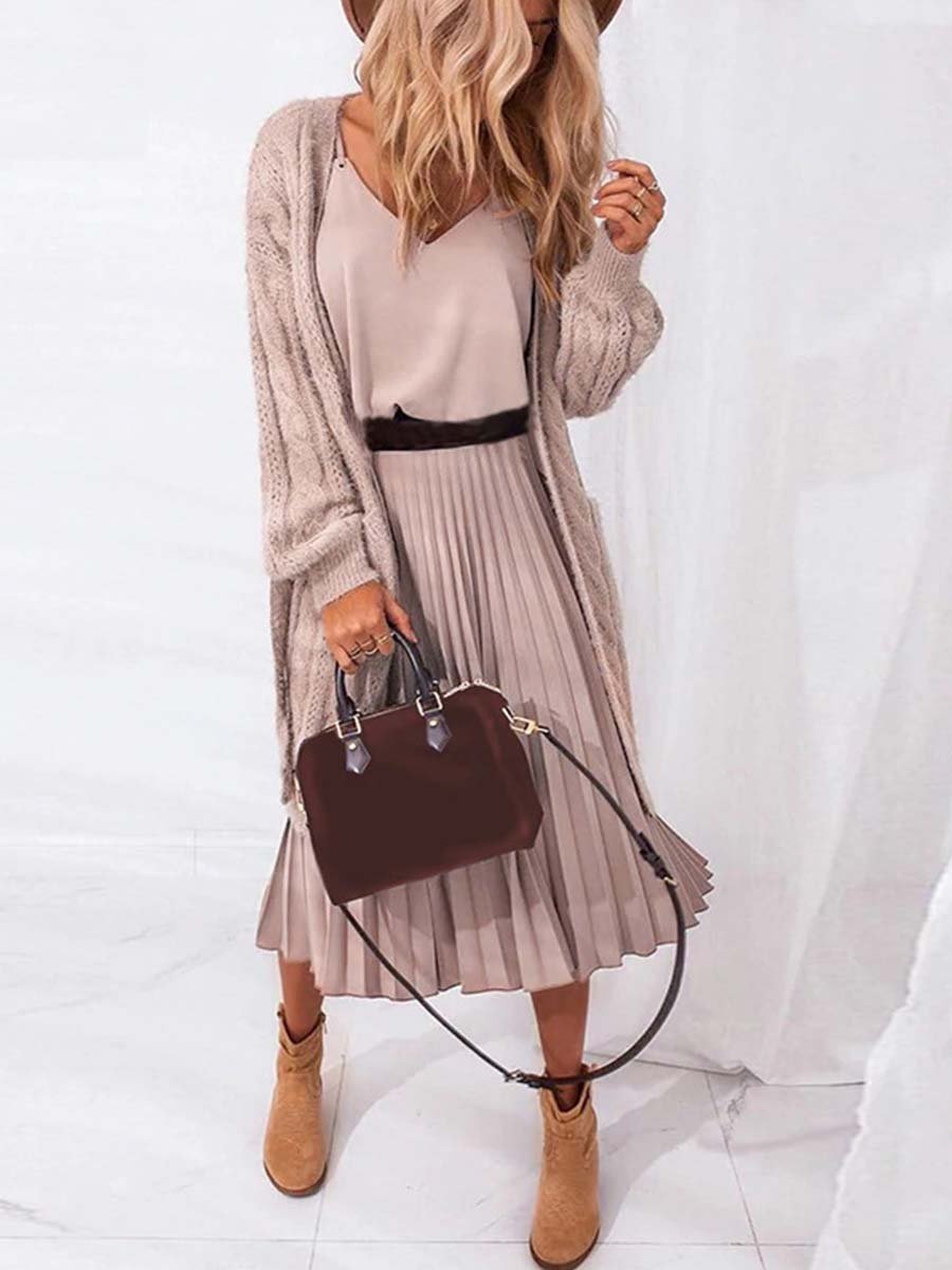 Lunimesd Sexy V-Neck Pleated Dress