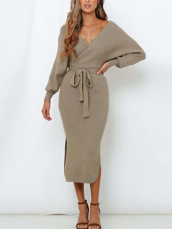 Lunimesd V Neck Autumn Dress