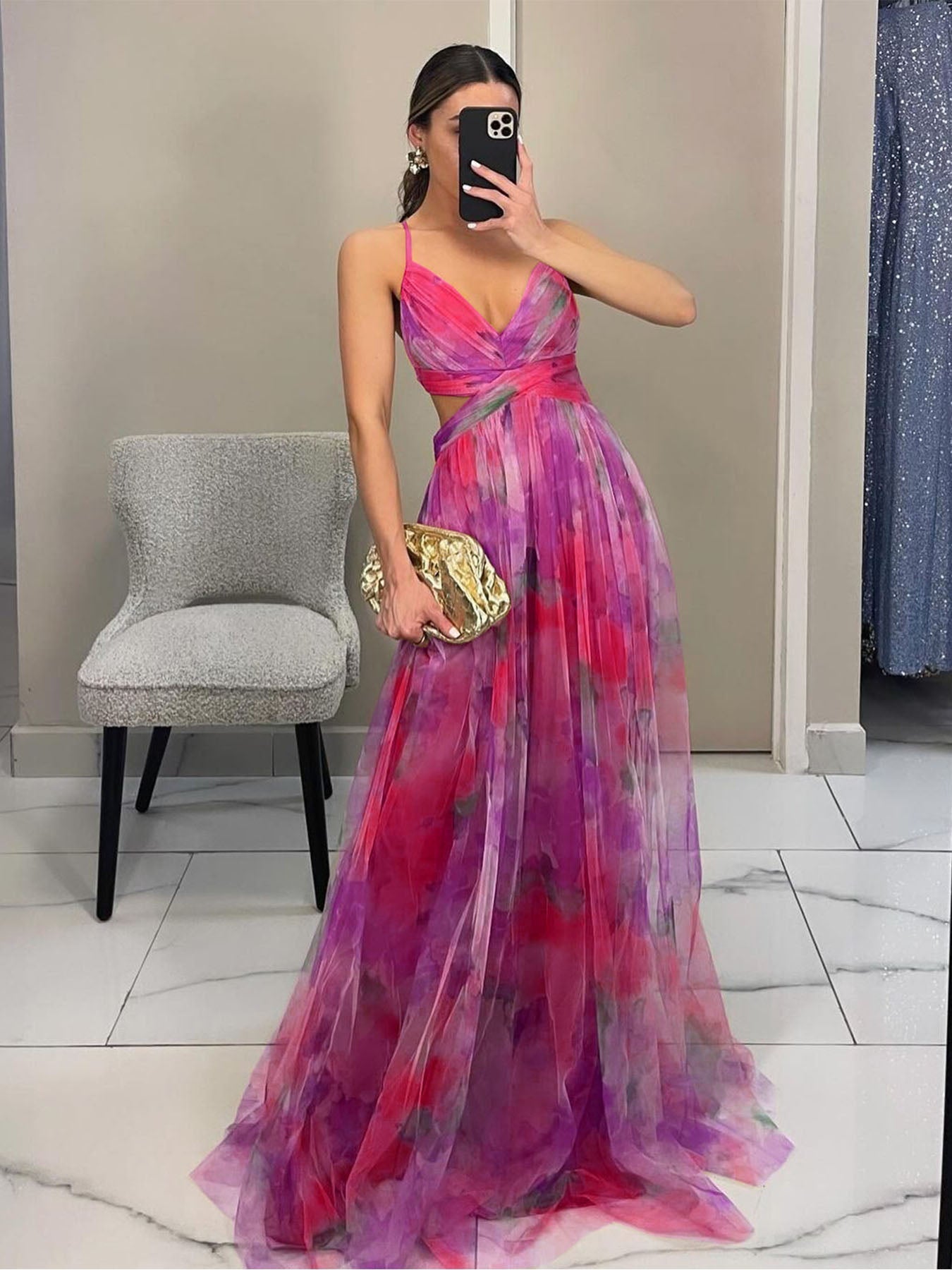 Ombre Mesh Artistry Maxi Dress