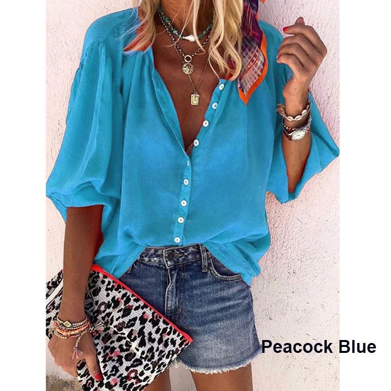 Lunimesd Solid Color Button Loose Shirt(11 Colors)