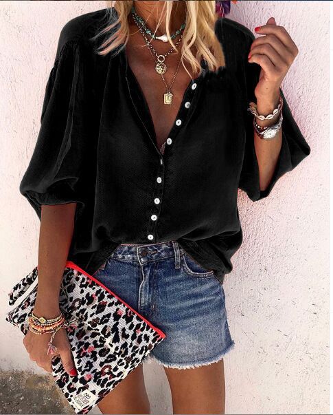 Lunimesd Solid Color Button Loose Shirt(11 Colors)
