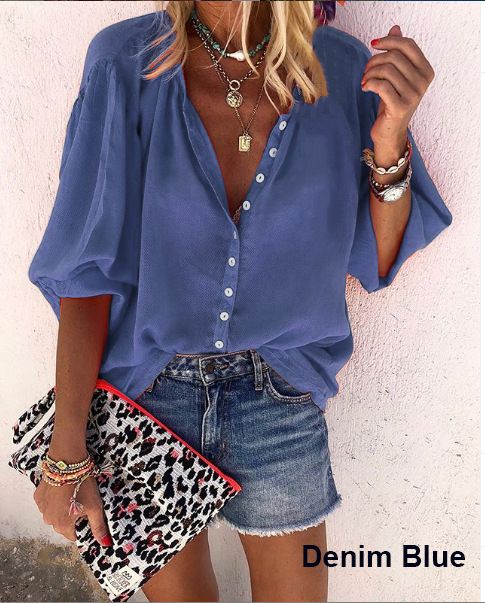 Lunimesd Solid Color Button Loose Shirt(11 Colors)