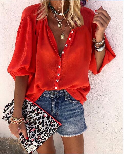 Lunimesd Solid Color Button Loose Shirt(11 Colors)