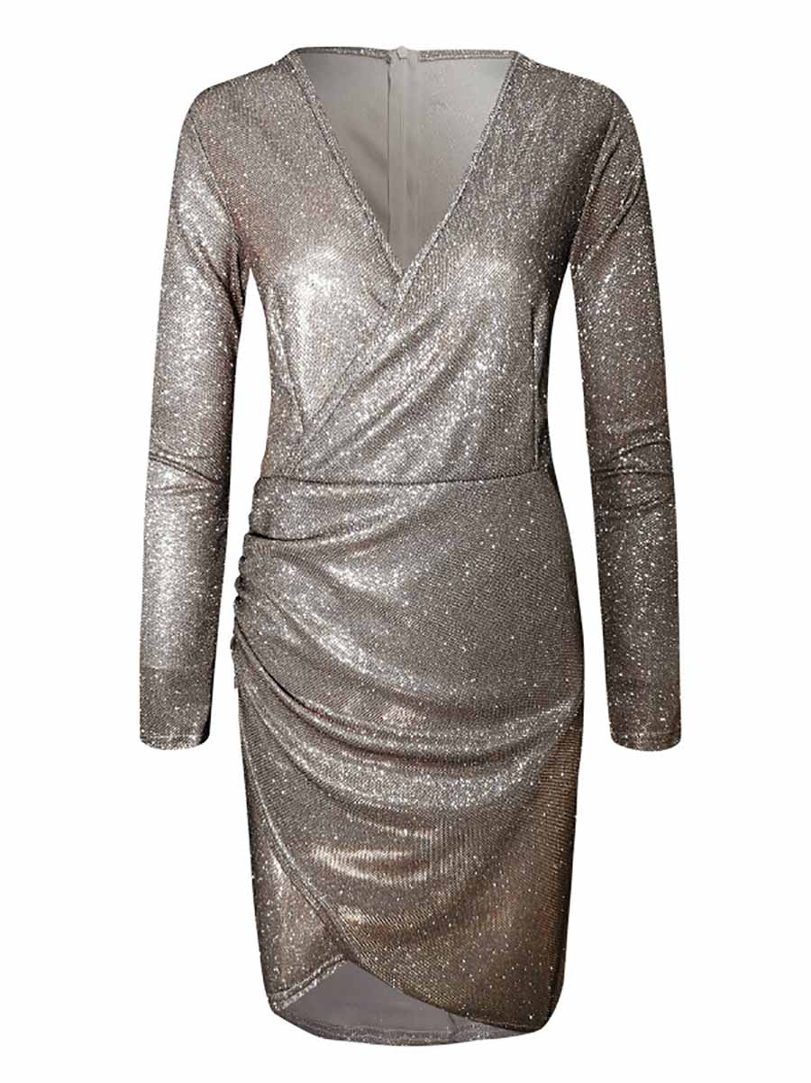 Lunimesd V-Neck Irregular Sequin Party Dress(9 colors)