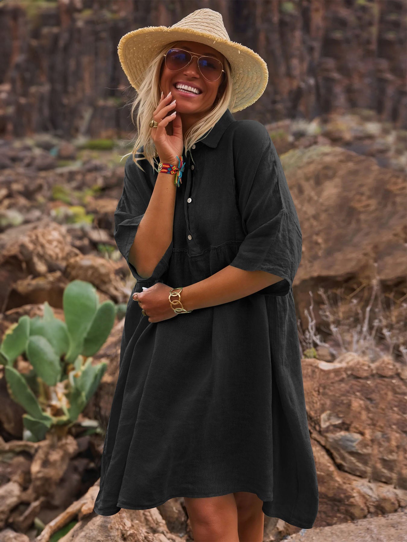 Super Loose Button Dress