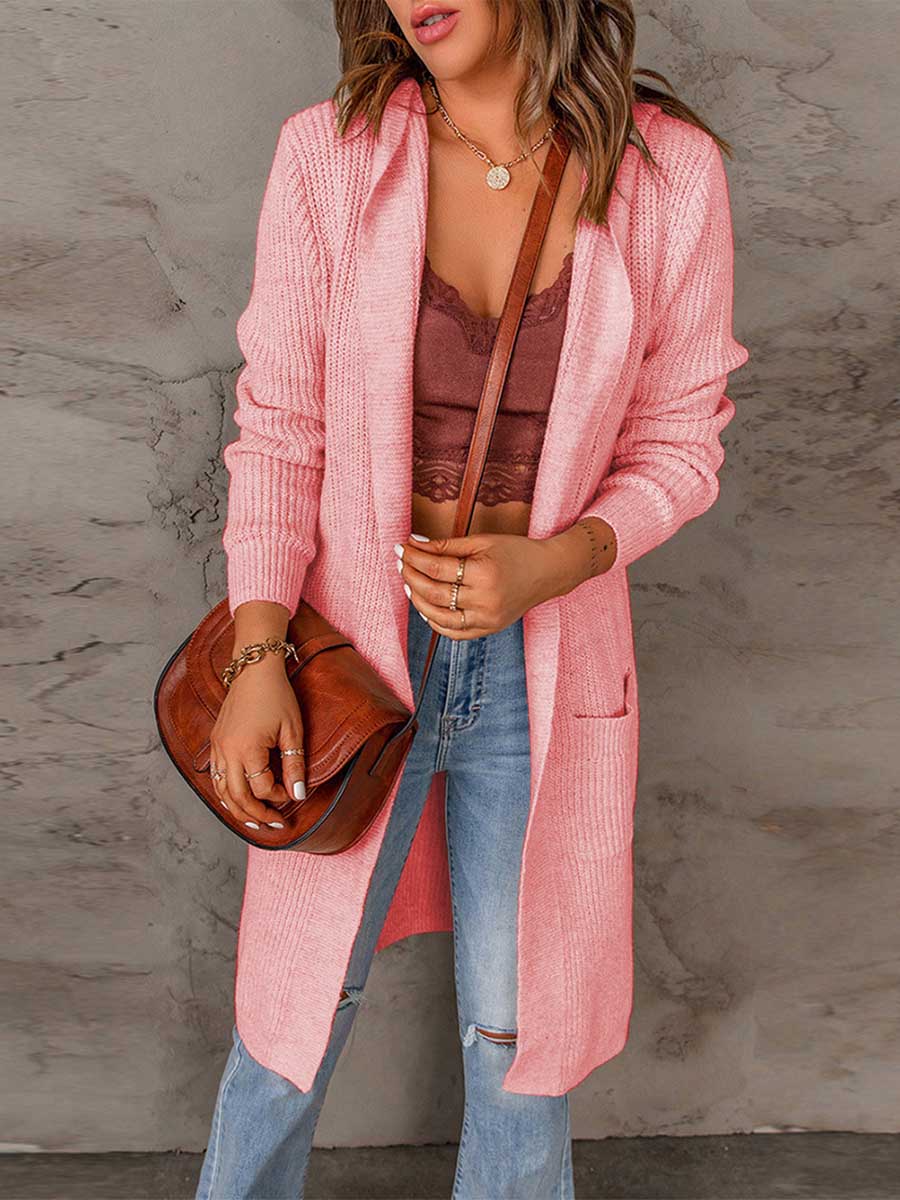 Lunimesd Solid Color Hooded Sweater Jacket