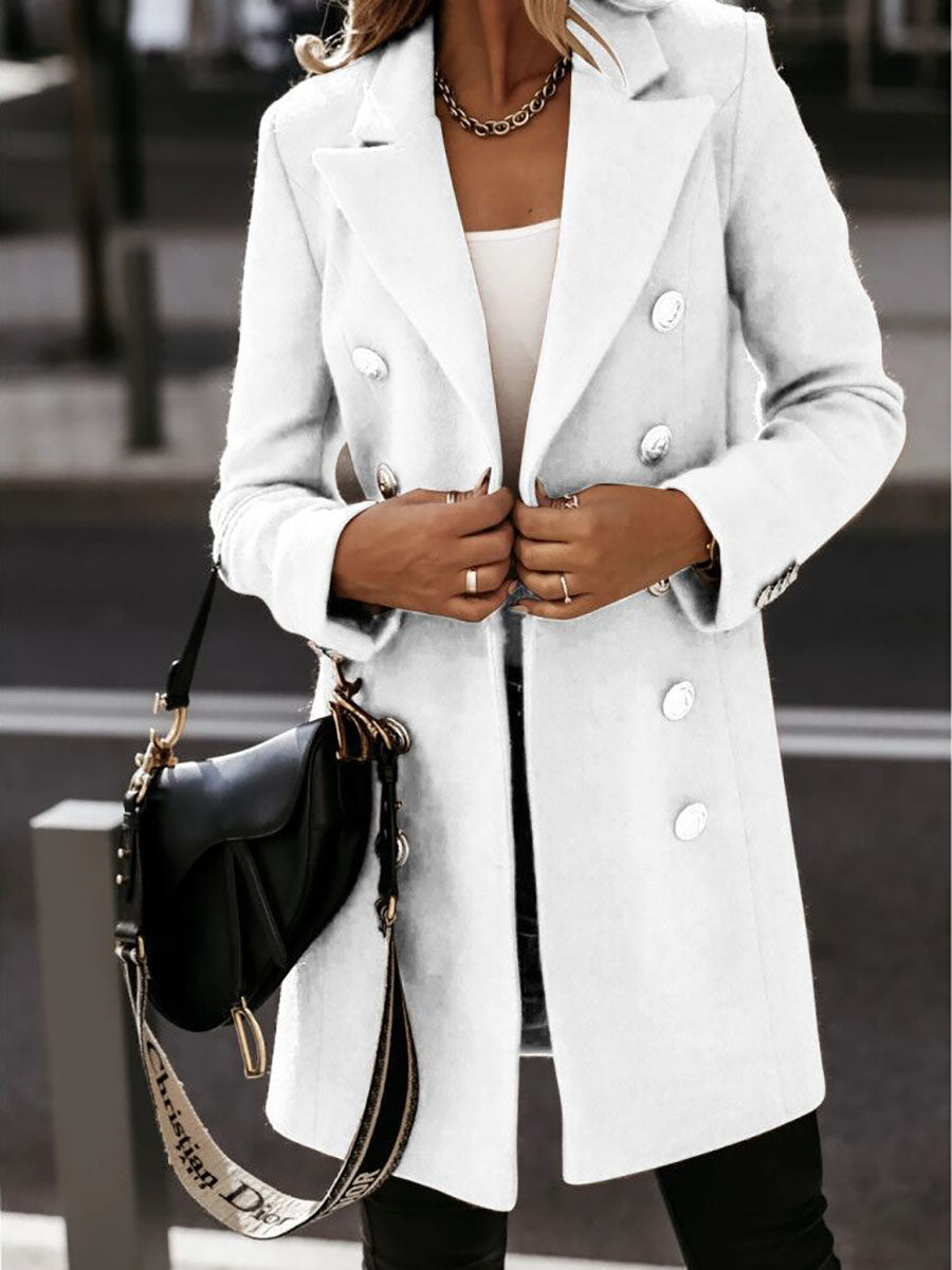 Lunimesd Work Street Solid Buttons Turn-back Collar Outerwear(4 Colors)
