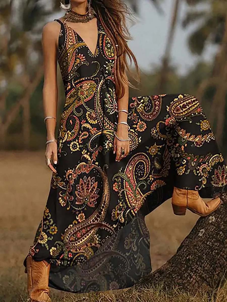 Lunimesd V-Neck Printed Camisole Dress