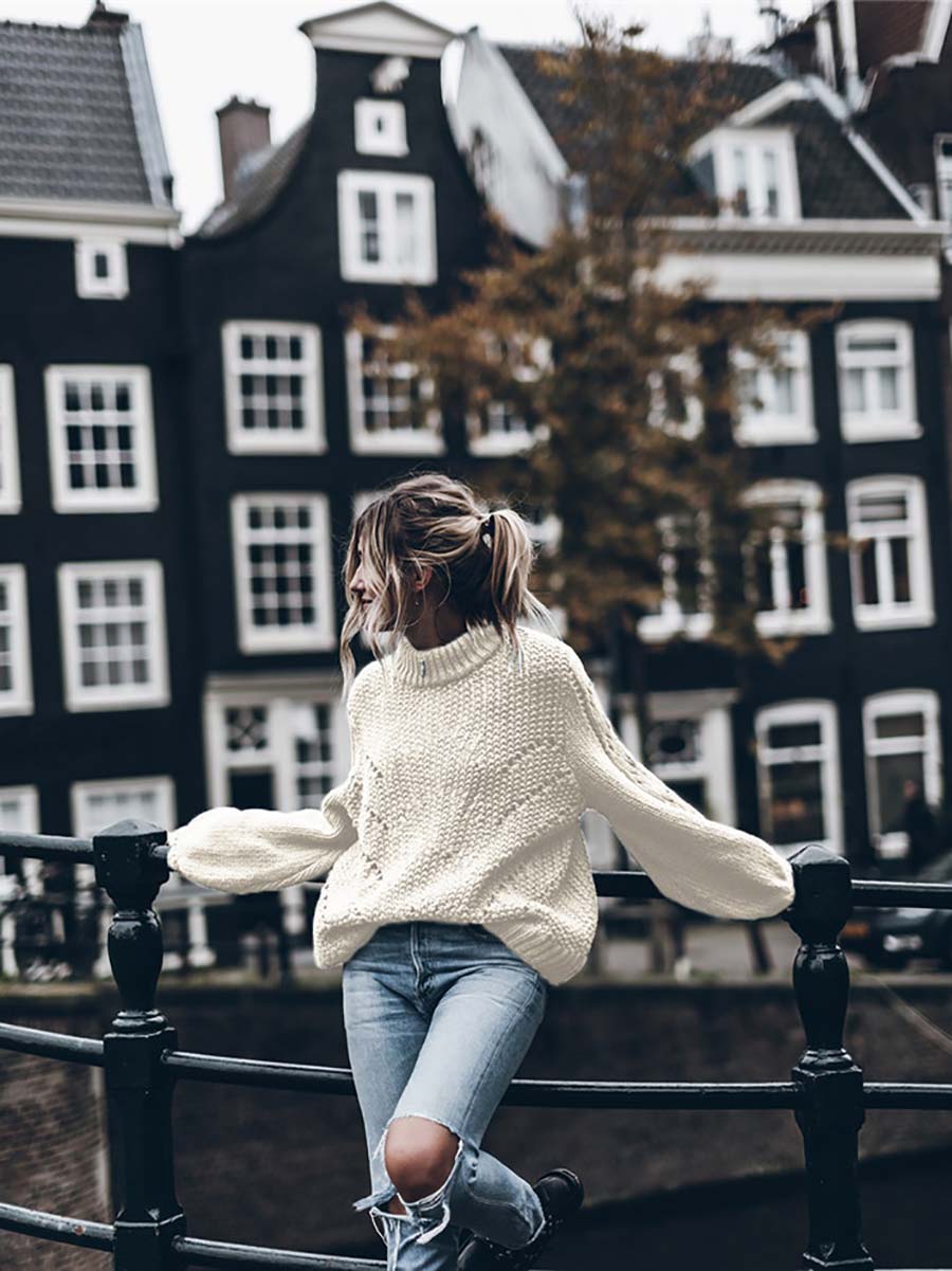 Lunimesd Round Neck Hollow Sweater(7 colors)