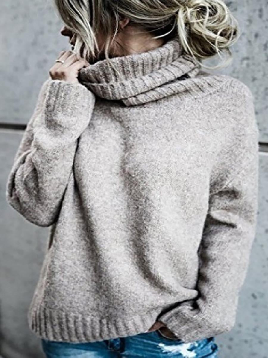 Lunimesd Solid Color Turtleneck Long Sleeve Sweater(6 colors)