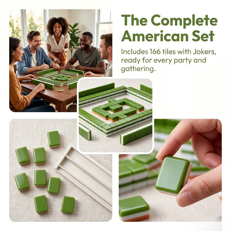 4-Layer TRANSPARENT ACRYLIC American Mahjong Game with Inner Embedded Green Diamond Pattern Por Crystal Mahjong for Family Indoor Gathering Leisure Entertainmentparty Games & Activities Set, Halloween, Christmas