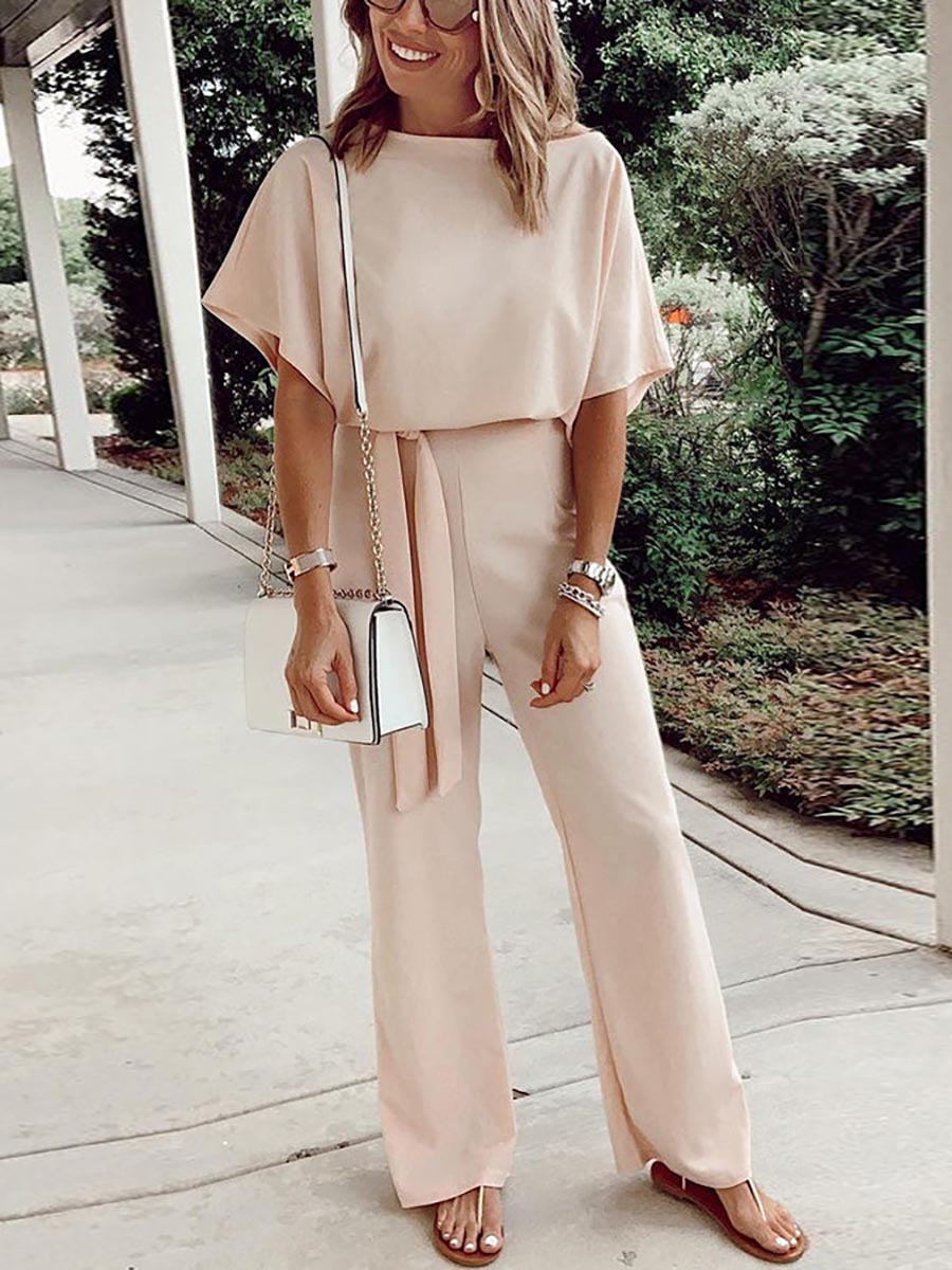 Lunimesd Spring Scene Tie Loose Jumpsuit