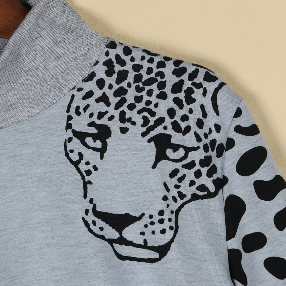 Lunimesd Turtleneck Leopard Mini Dress