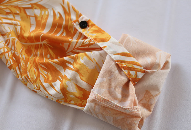 Lunimesd Printed Lace-Up Loose Maxi dress