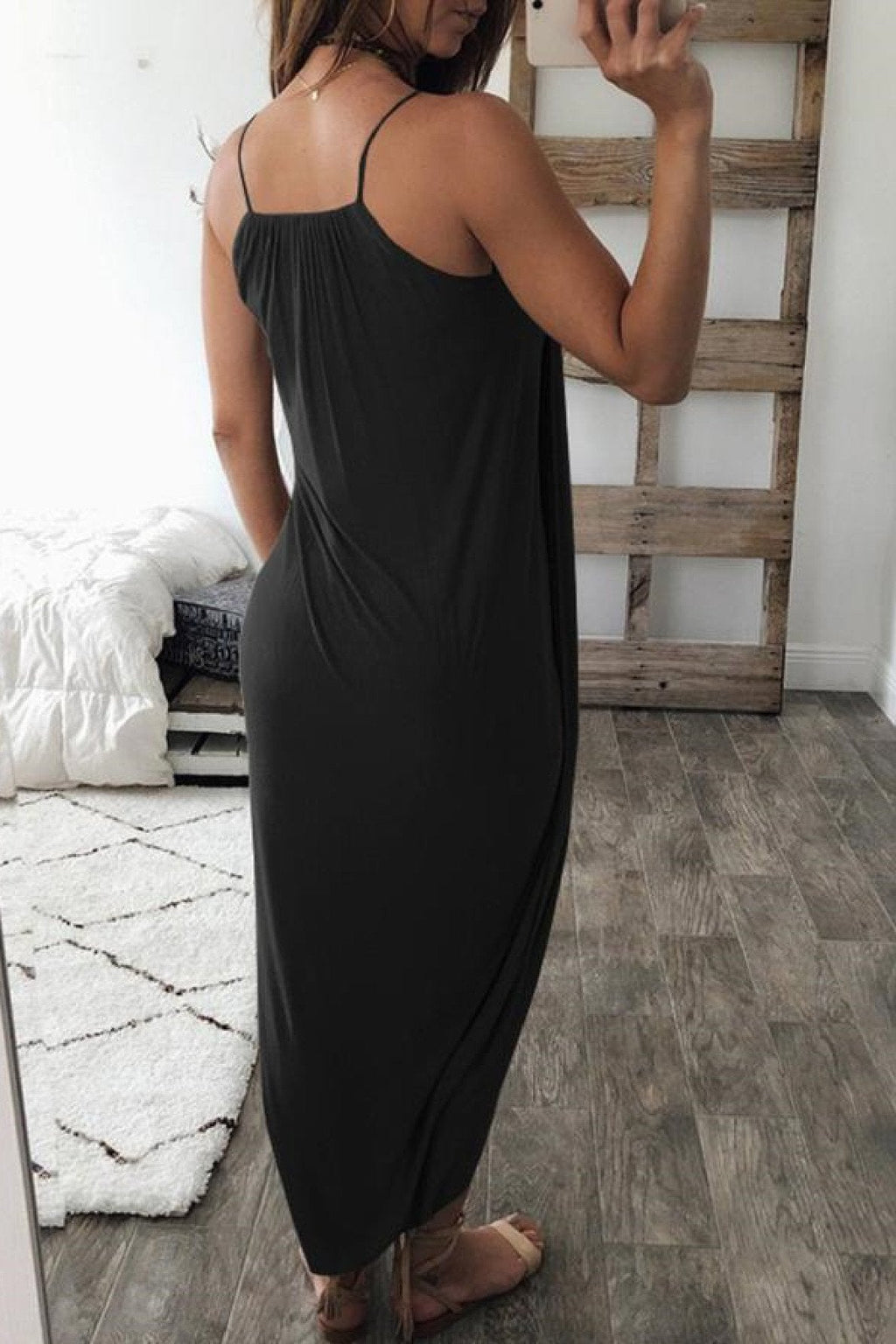 Lunimesd Wrapped Split Solid Cami Beach Dress